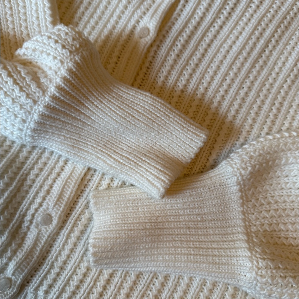 Sezane Cream Open-Knit Scoop Neck Cardigan - Picture 7 of 11